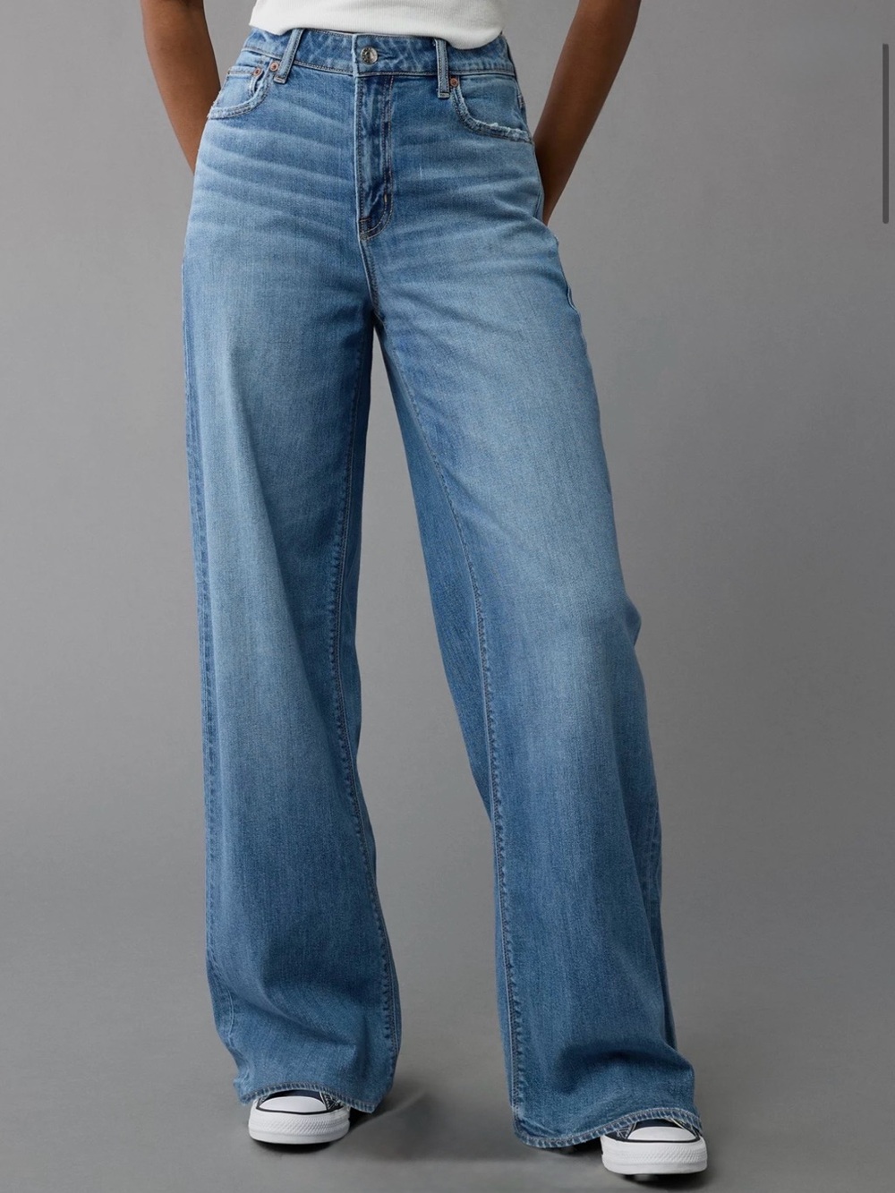 American Eagle Outfitters SUPER HIGH RISE Wide Leg Jeans - Long